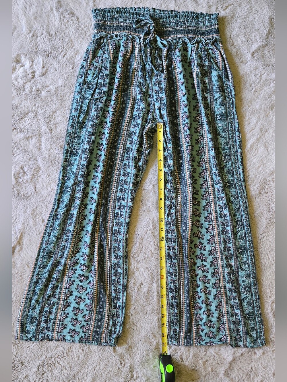 Kingston Grey Blue Patterned Wide Leg Pants - Picture 7 of 8